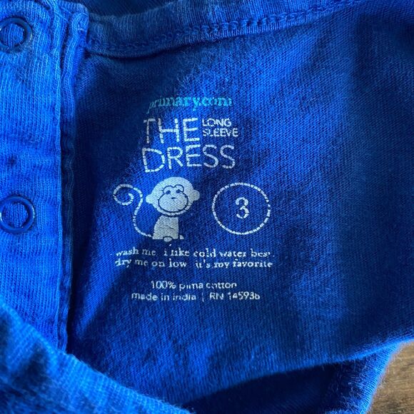 Primary Blue Long Sleeve Dress Girls' 3 - Picture 3 of 8